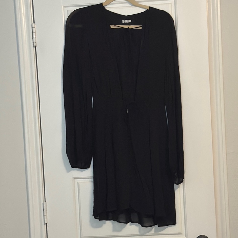 Reformation Black Bishop Sleeve Dress